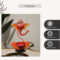 Ganesh T-Lite Metal Candle Holder | Spiritual Home Decor Accent (Orange with Yellow)
