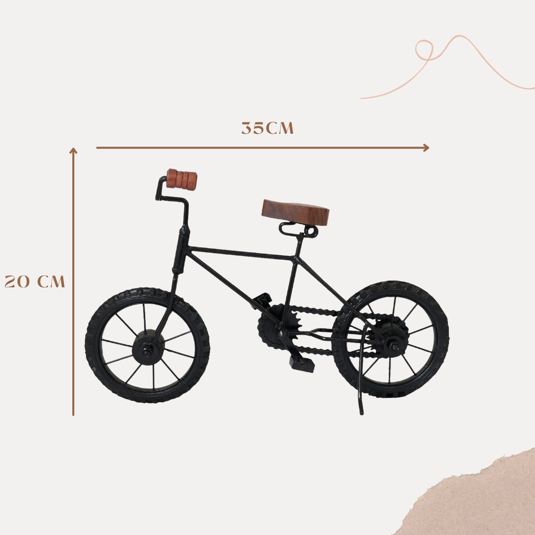 Decorative Black Wrought Iron Cycle Table Ornament | Modern Metal Bicycle Decor Piece