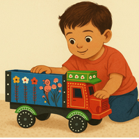 Colorful Hand Painted Wooden Toy Truck | Decorative Home Decor | Kids Room Decor