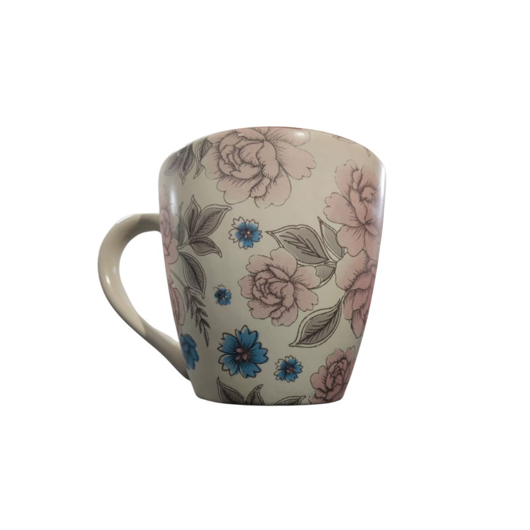 Pastel Floral Ceramic Mug – Pink and Blue Flower Coffee Cup| Set of 2