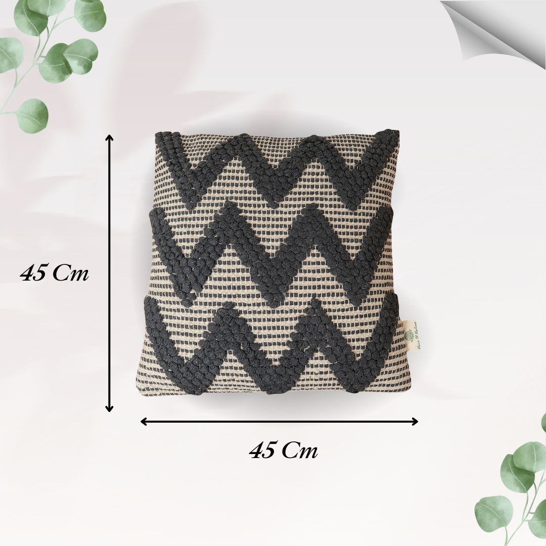 Wavy Design Cotton Cushion with Filler | Stylish & Comfortable Pillow for Home Decor (Set Of 2)