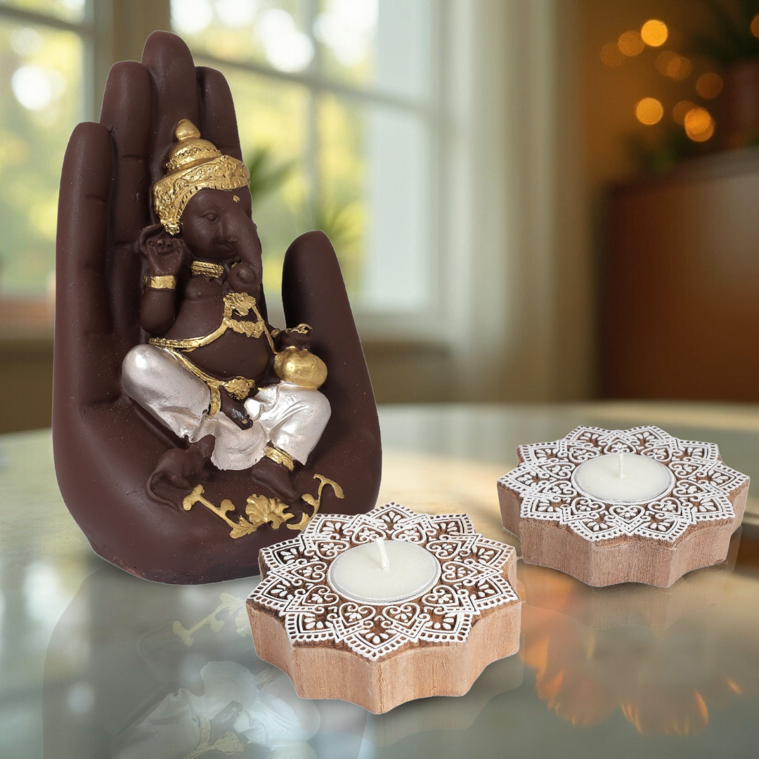 Gift set - Palm Ganesh & Diya Gift Set