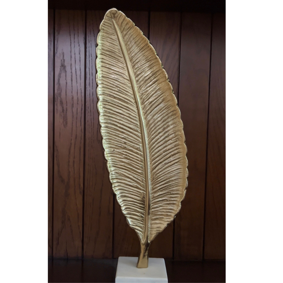 Golden Leaf Table Accent with Marble Base