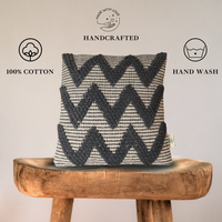 Wavy Design Cotton Cushion with Filler | Stylish & Comfortable Pillow for Home Decor (Set Of 2)