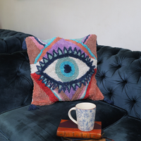 Evil Eye Handcrafted Tufted Cushion Cover – Decorative & Textured Pillow Cover for Sofa & Bed