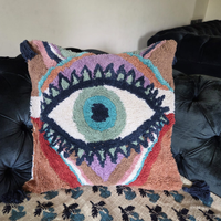 Evil Eye Handcrafted Tufted Cushion Cover – Decorative & Textured Pillow Cover for Sofa & Bed