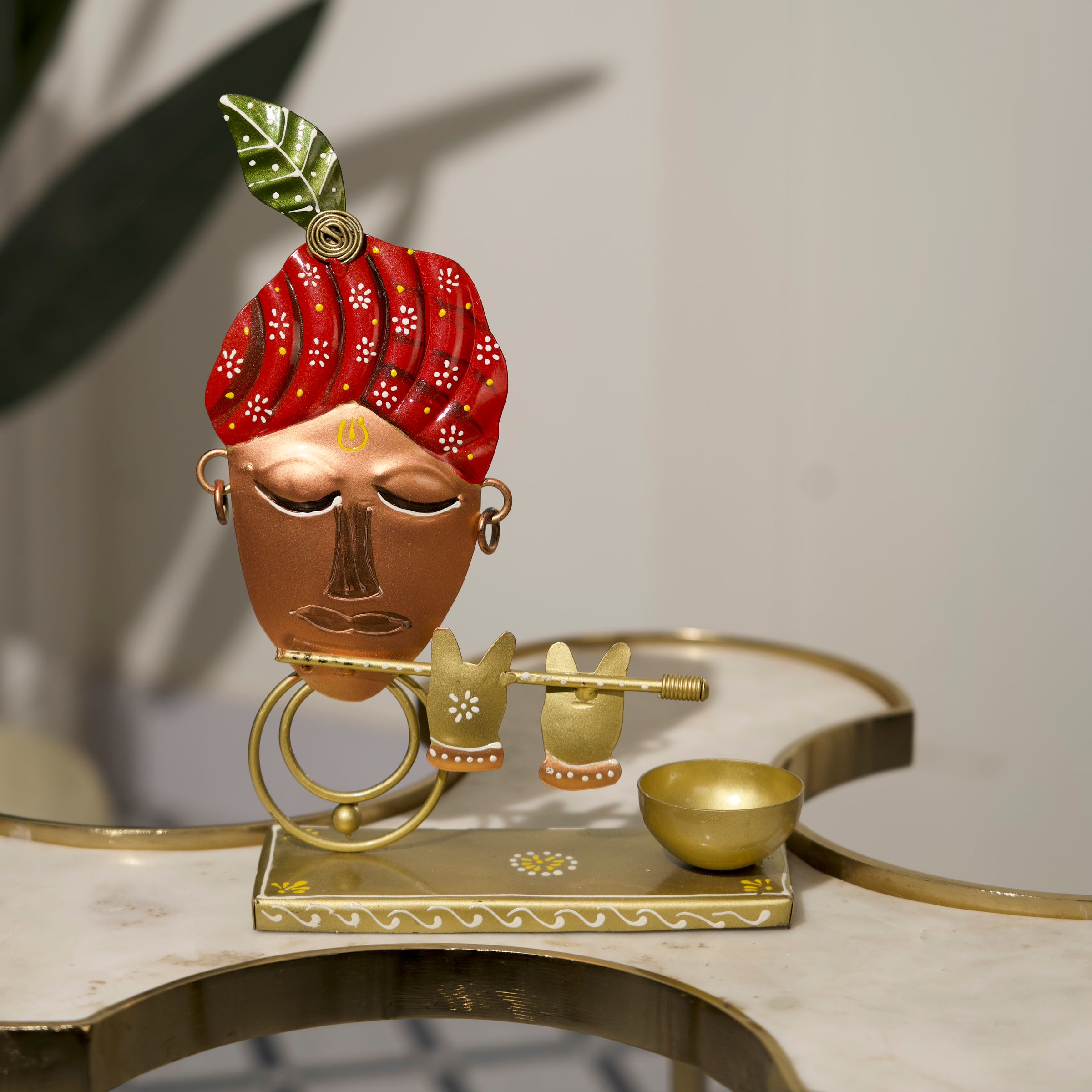 Krishna T-Lite Metal Candle Holder | Spiritual Home Decor Accent