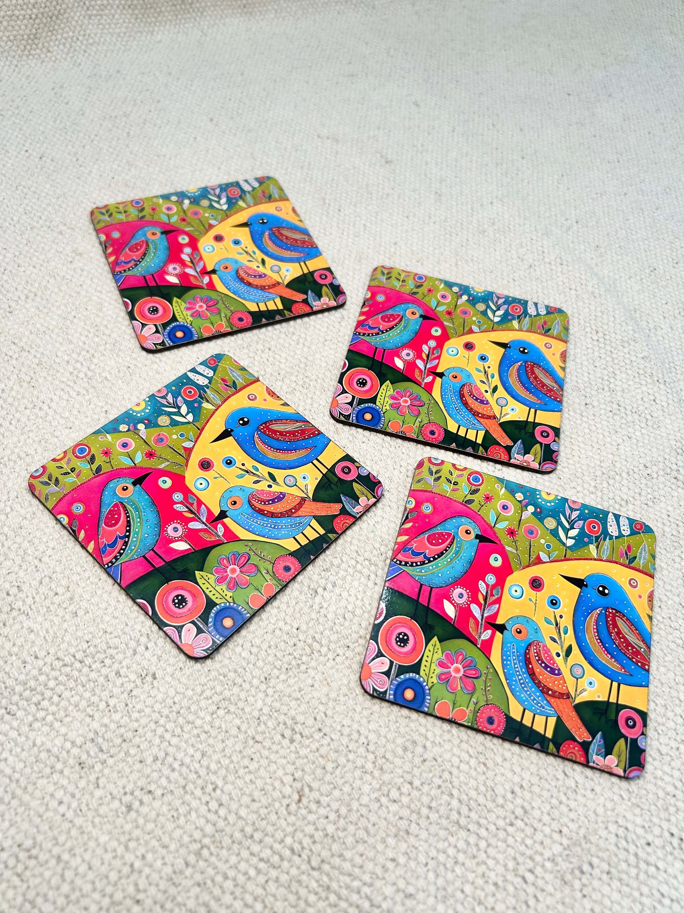 Elegant Print MDF Coaster – Stylish & Durable Design (Set of 4)