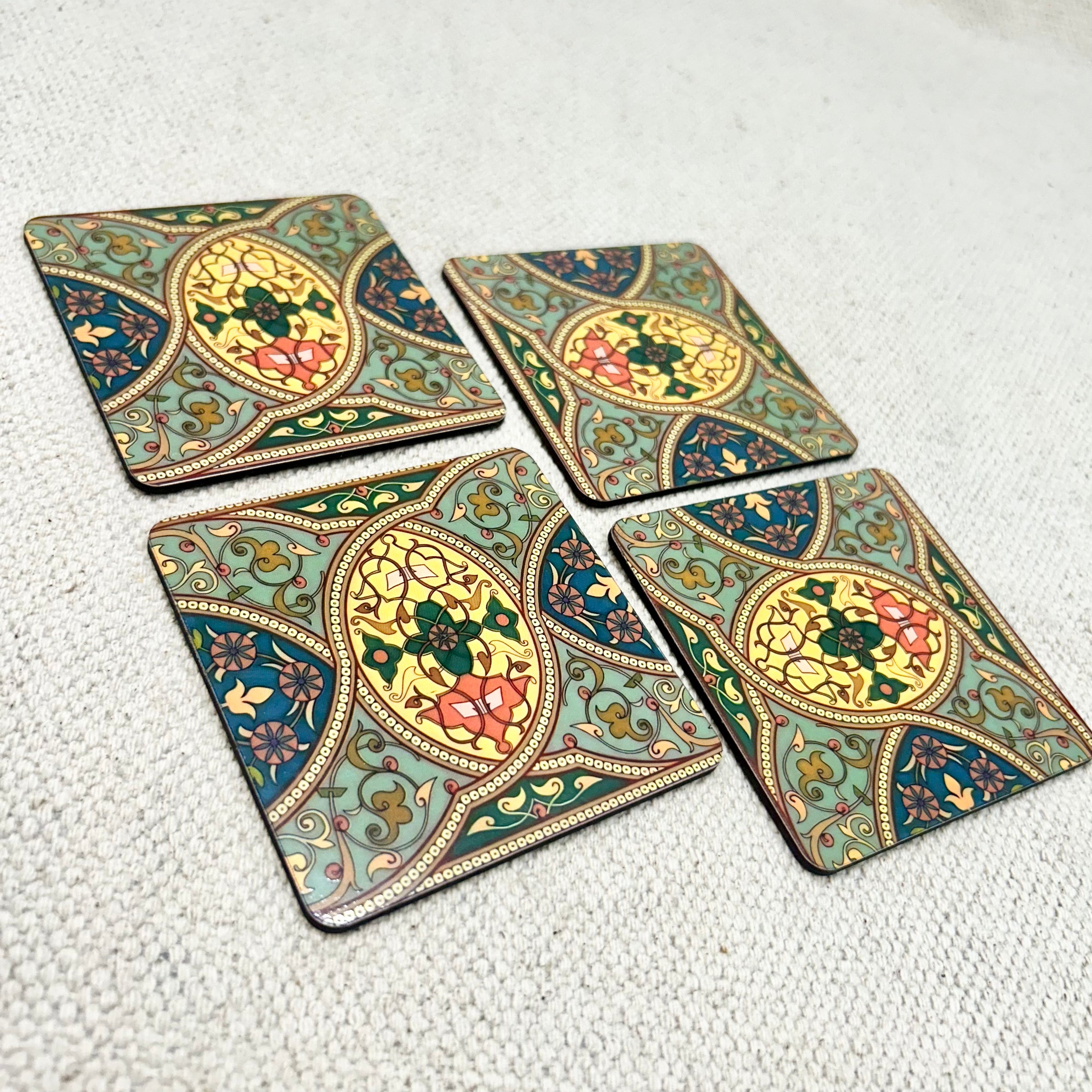 Elegant Print MDF Coaster – Stylish & Durable Design (Set of 4)