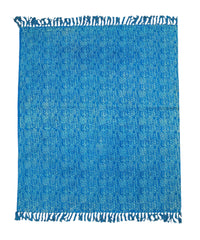 Textured Teal and White Knit Rug | Handcrafted Cotton Area Rug for Home & Living Room Decor