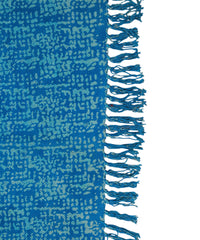 Textured Teal and White Knit Rug | Handcrafted Cotton Area Rug for Home & Living Room Decor