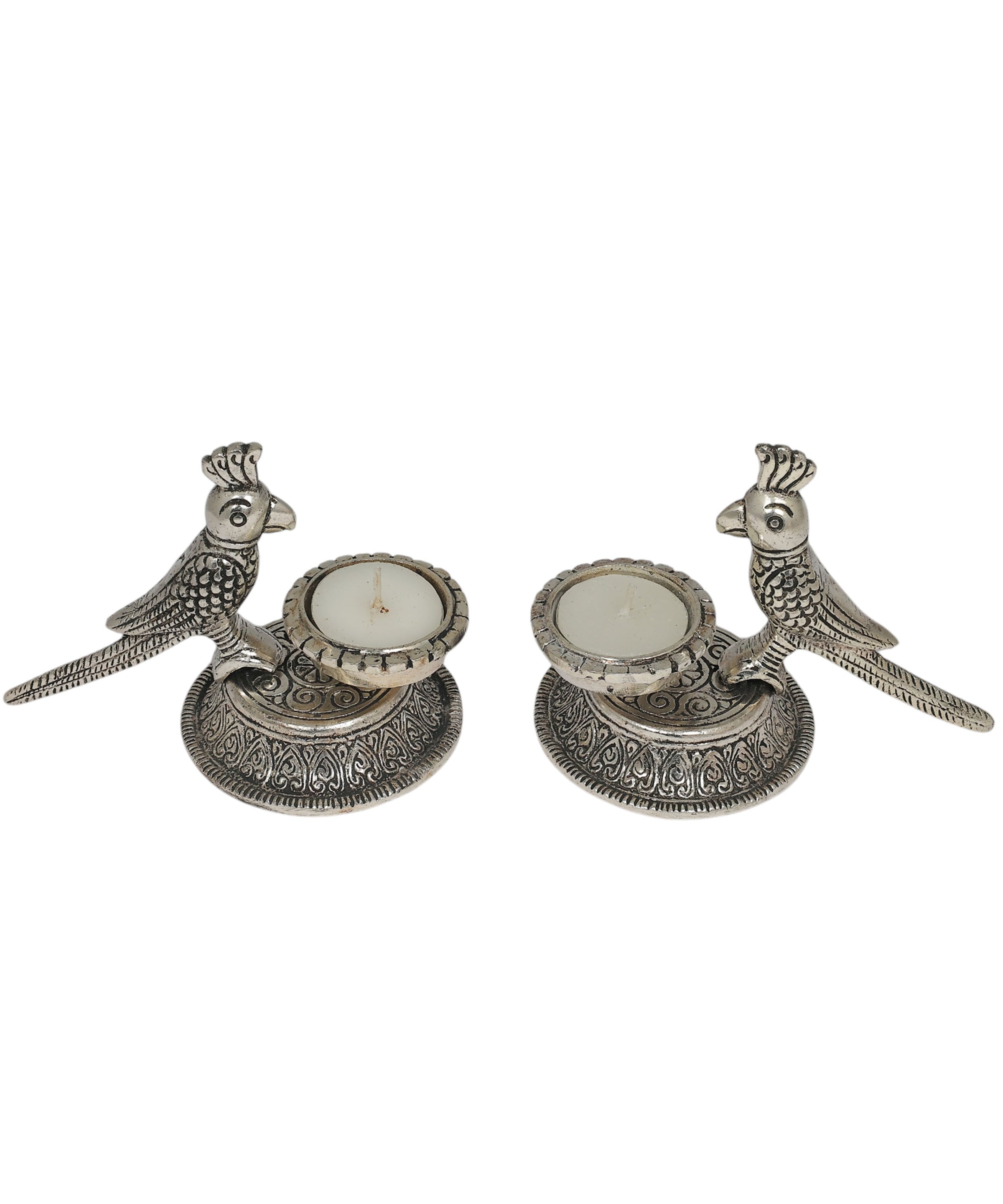 Parrot Tealight Holders | Handcrafted Decorative Candle Holders for Home & Festive Decor | Set of 2