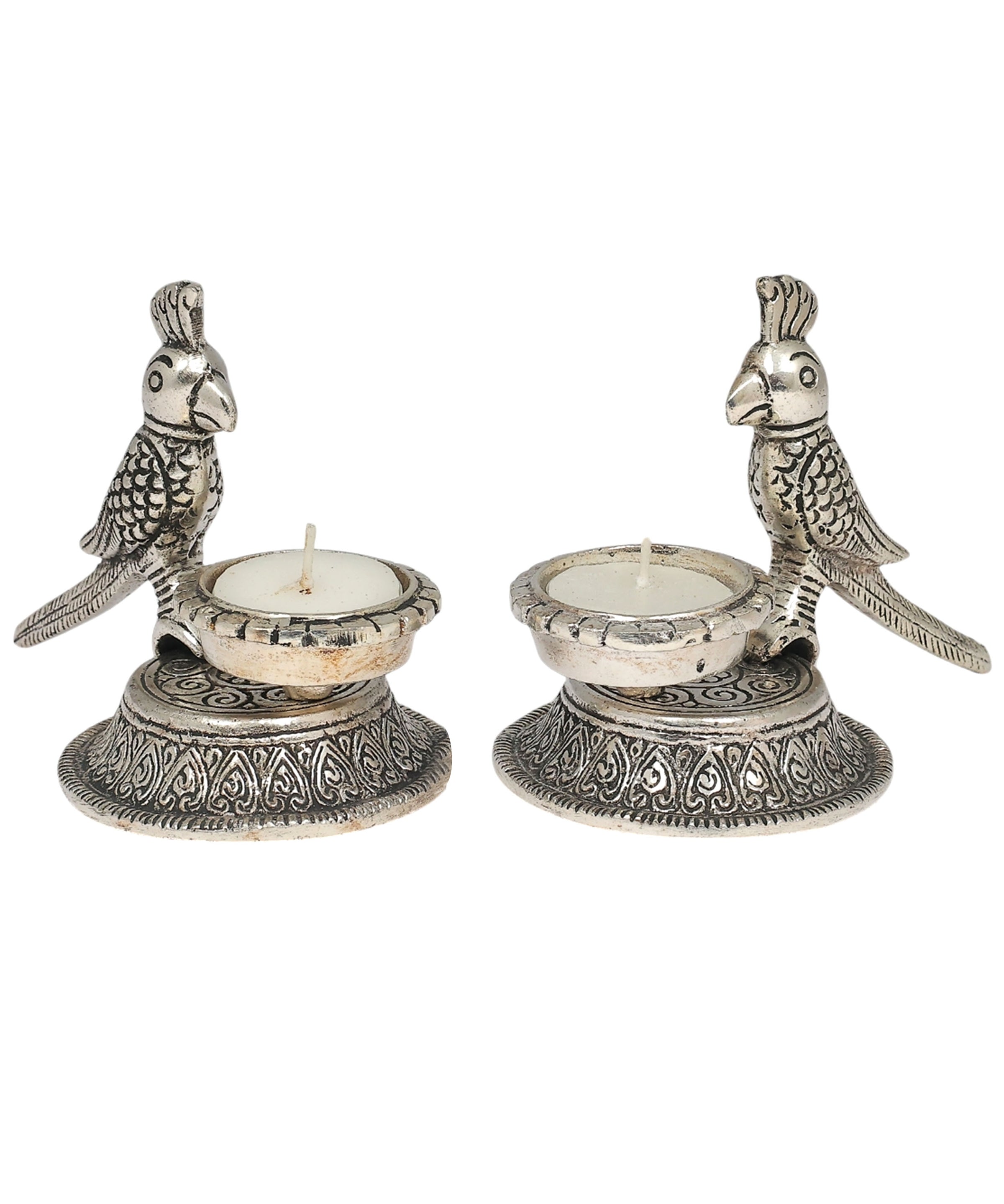 Parrot Tealight Holders | Handcrafted Decorative Candle Holders for Home & Festive Decor | Set of 2