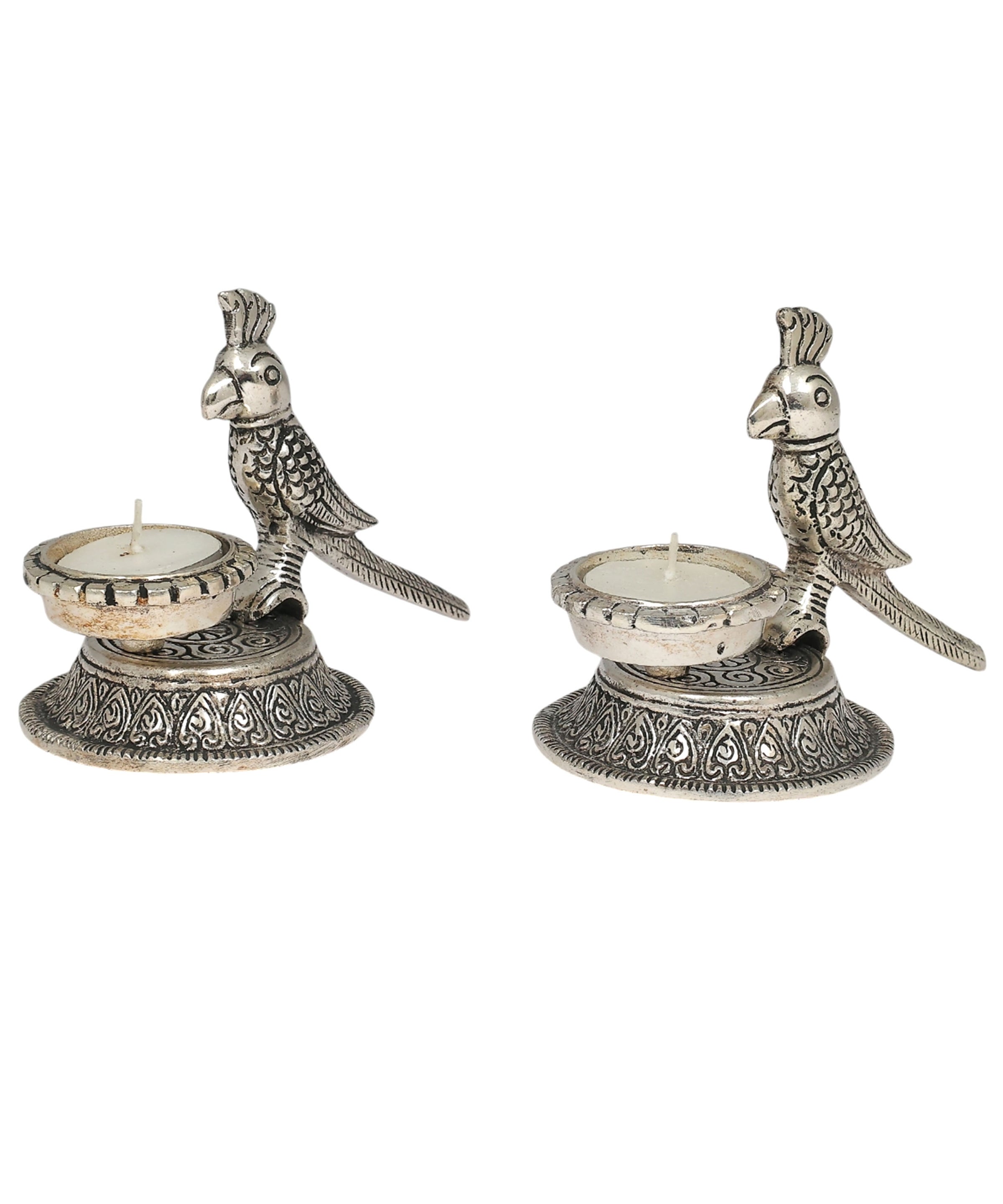 Parrot Tealight Holders | Handcrafted Decorative Candle Holders for Home & Festive Decor | Set of 2