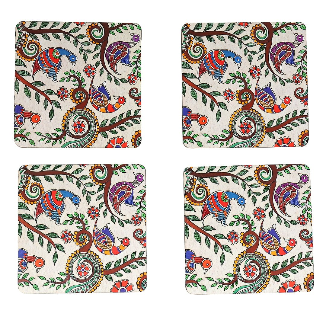 Elegant Print MDF Coaster – Stylish & Durable Design (Set of 4)