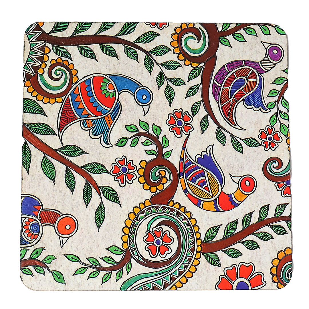 Elegant Print MDF Coaster – Stylish & Durable Design (Set of 4)