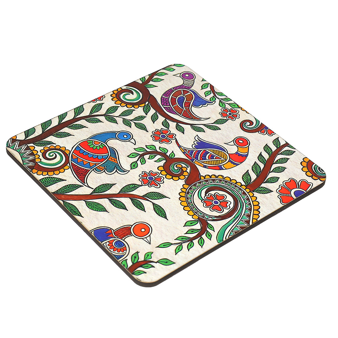 Elegant Print MDF Coaster – Stylish & Durable Design (Set of 4)