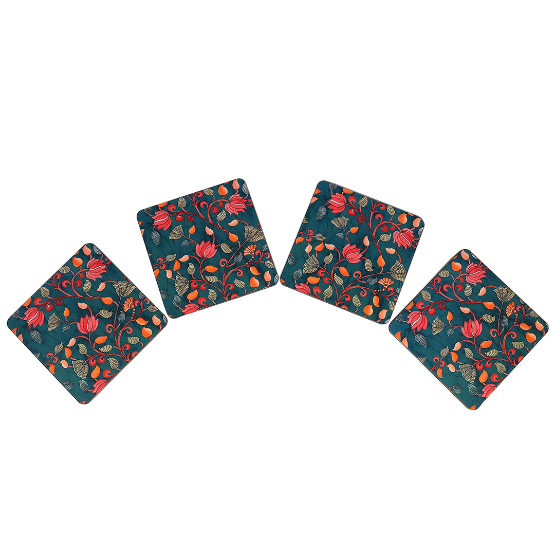 Elegant Print MDF Coaster – Stylish & Durable Design(Set of 4)