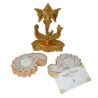 Gift Box - Trishul Ganesh &  Wooden Diya Combo