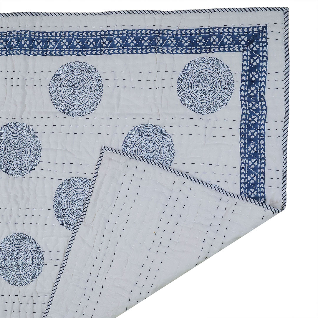Handcrafted Kids Quilt with Traditional Block Print | Soft & Cozy Cotton Quilt for Babies & Toddlers