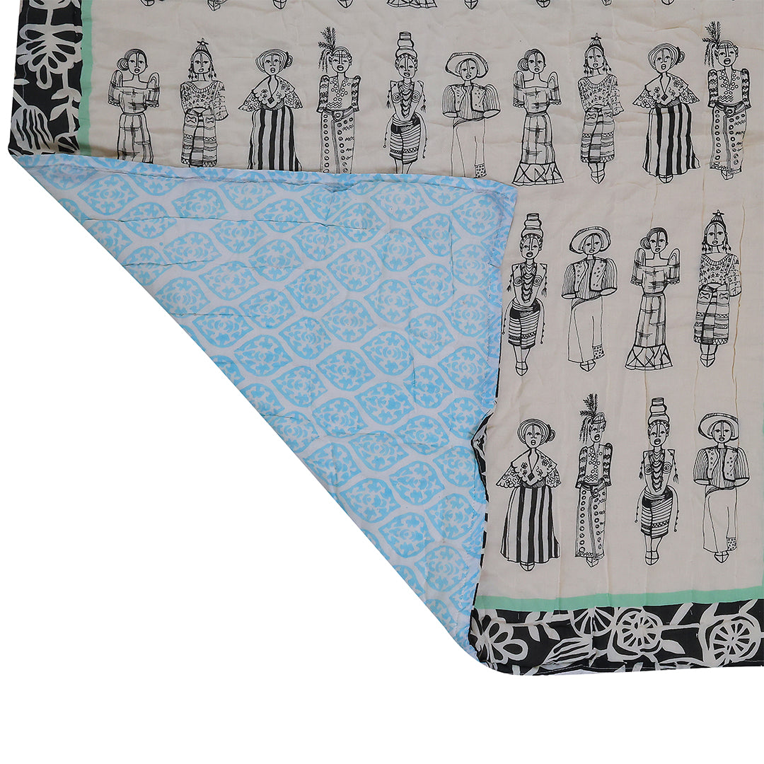 Handcrafted Kids Quilt with Traditional Block Print | Soft & Cozy Cotton Quilt for Babies & Toddlers