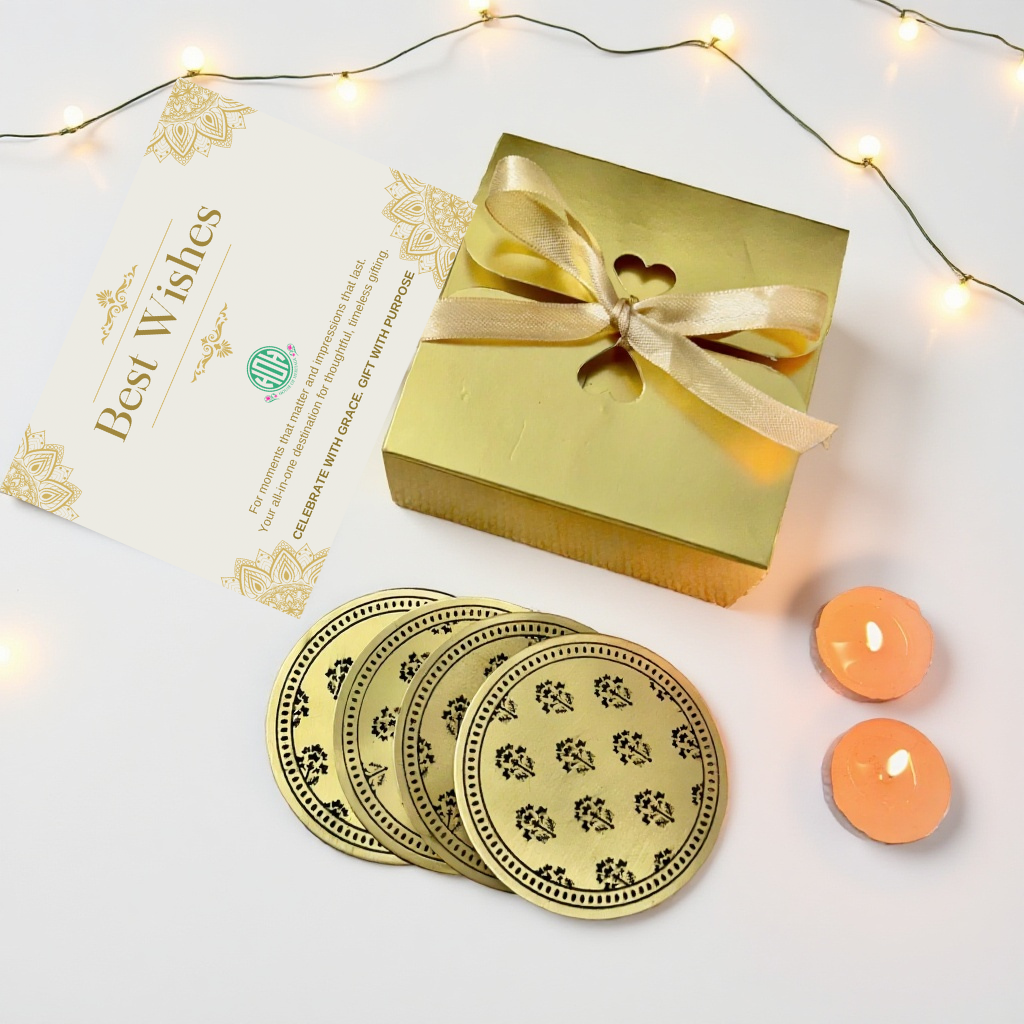 Elegant Brass Coaster Set for Gifting