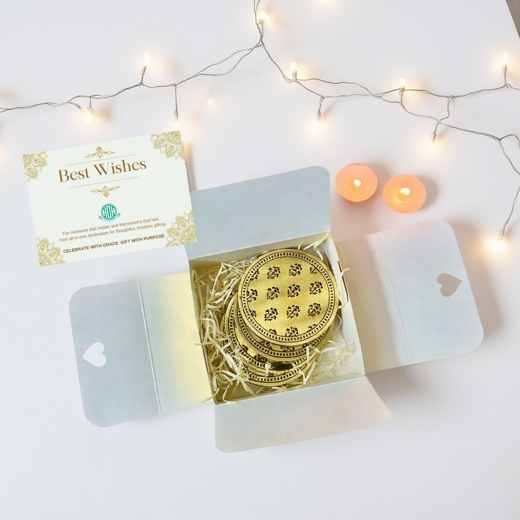 Elegant Brass Coaster Set for Gifting