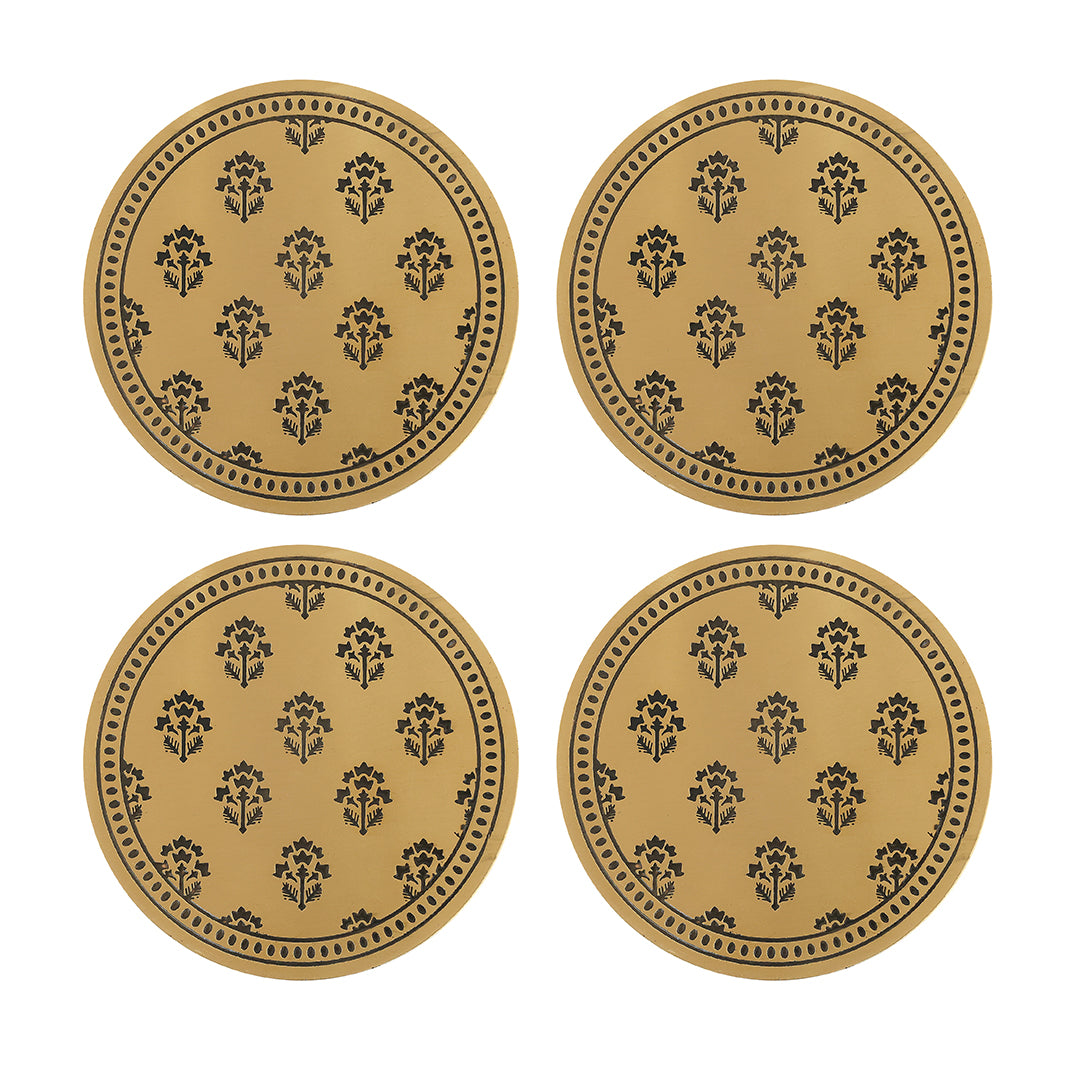 Brass Coasters | Elegant Drink Coasters for Home & Dining Decor ( Set of 4)