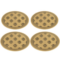 Embossed Brass Coaster | Elegant Drink Coasters for Home & Dining Decor ( Set of 4)