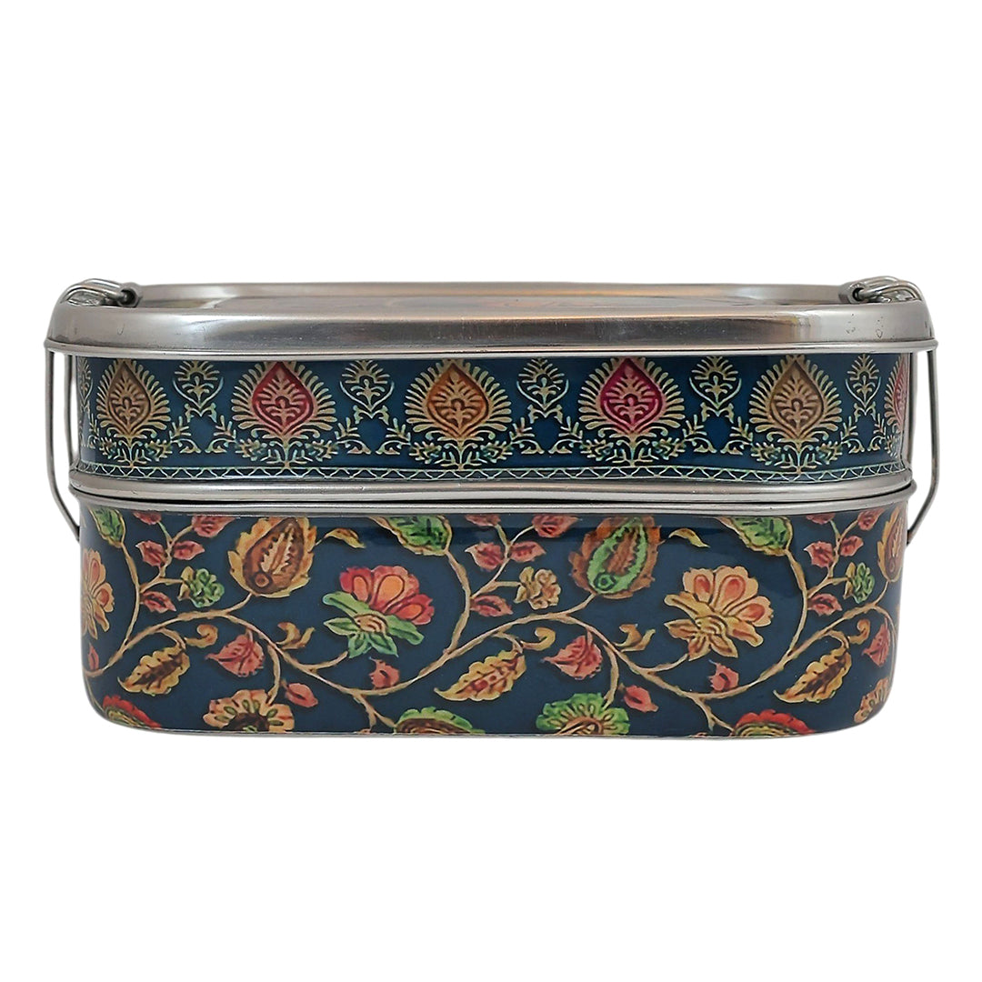 Eco-Friendly Ethnic Meenakari 2-Tier Steel Tiffin