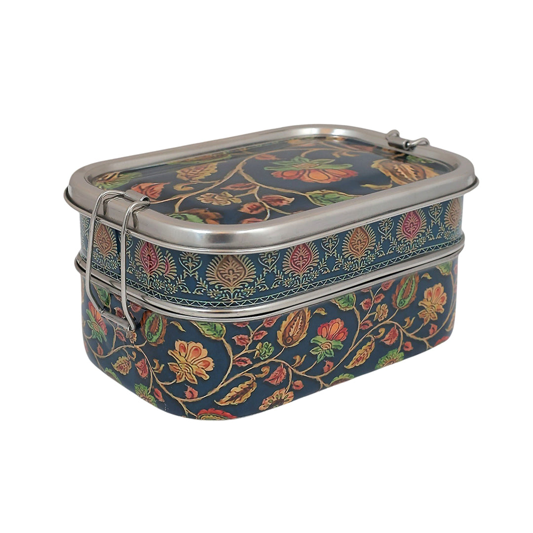 Eco-Friendly Ethnic Meenakari 2-Tier Steel Tiffin