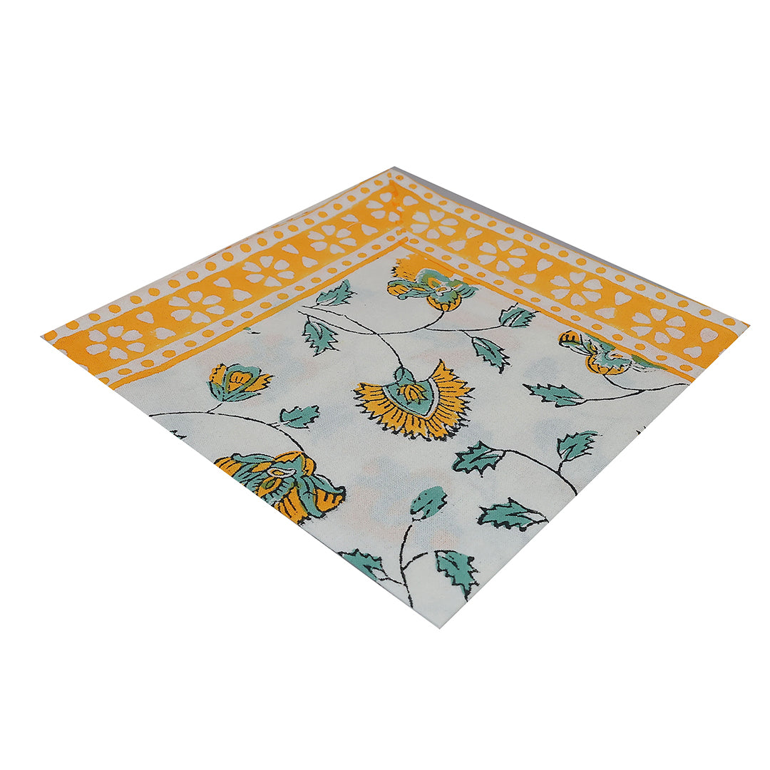 Floral Hand Block Print Dining Table Set – Artisan Cotton Table Linen