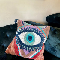 Evil Eye Handcrafted Tufted Cushion Cover – Decorative & Textured Pillow Cover for Sofa & Bed