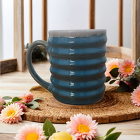 Handcrafted Ring Pattern Ceramic Mugs | Stylish Handcrafted Coffee & Tea Mugs- Set of 2
