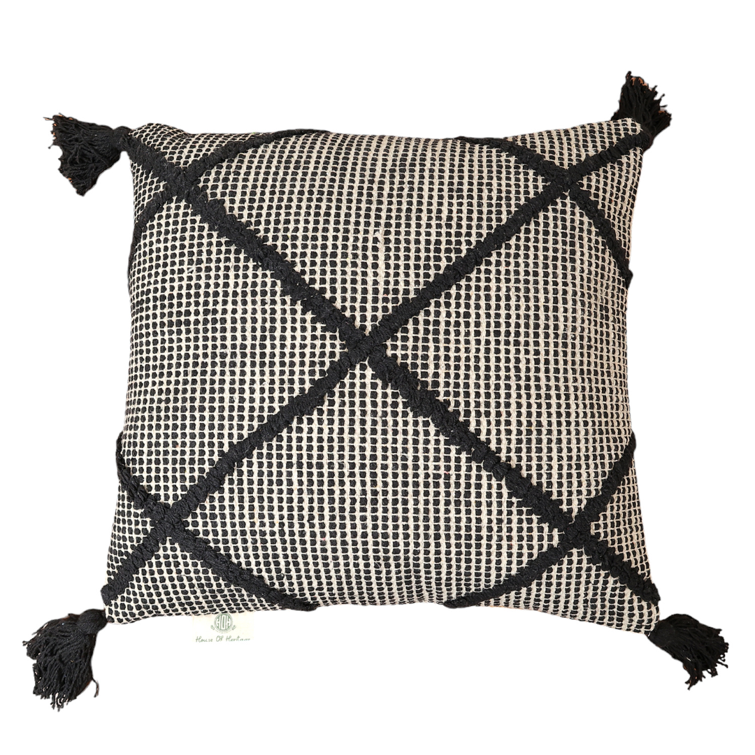 Cross Design Cotton Cushion with Filler | Stylish & Comfortable Pillow for Home Decor (Set Of 2)