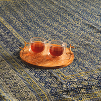 Elegant Circular Wooden Craving Tray