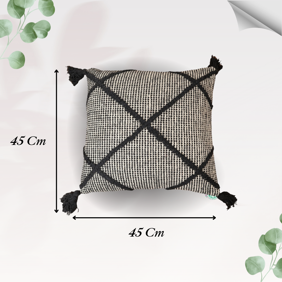 Cross Design Cotton Cushion with Filler | Stylish & Comfortable Pillow for Home Decor (Set Of 2)