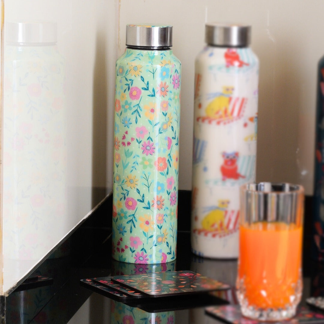 Handcrafted Eco-Friendly Meenakari Stainless Steel Bottle(1L)