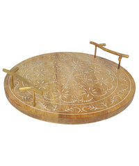 Elegant Circular Wooden Craving Tray