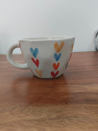 Multicolour Heart Ceramic Mugs | Vibrant Handcrafted Coffee & Tea Mugs- Set of 2