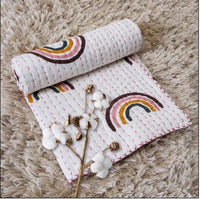 Car Design Handcrafted Block Printed Kids Quilt | Soft & Cozy Cotton Quilt for Babies & Toddlers