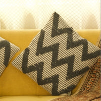Wavy Design Cotton Cushion with Filler | Stylish & Comfortable Pillow for Home Decor (Set Of 2)