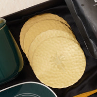 Embossed Brass Coaster | Elegant Drink Coasters for Home & Dining Decor ( Set of 4)