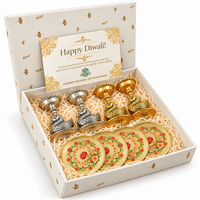 Diwali Gift Set – Swan Tealight Holders & Floral Coasters