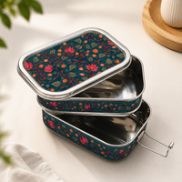Eco-Friendly Ethnic Meenakari 2-Tier Steel Tiffin
