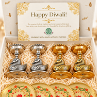 Diwali Gift Set – Swan Tealight Holders & Floral Coasters