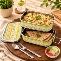 Eco-Friendly Ethnic Meenakari 2-Tier Steel Tiffin