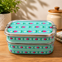 Eco-Friendly Ethnic Meenakari 2-Tier Steel Tiffin