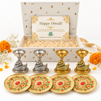 Diwali Gift Set – Swan Tealight Holders & Floral Coasters