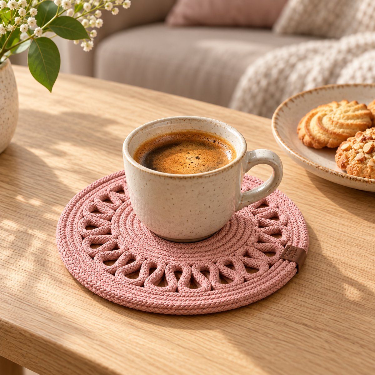 Handcrafted Round Braided Table Mat Set of 4
